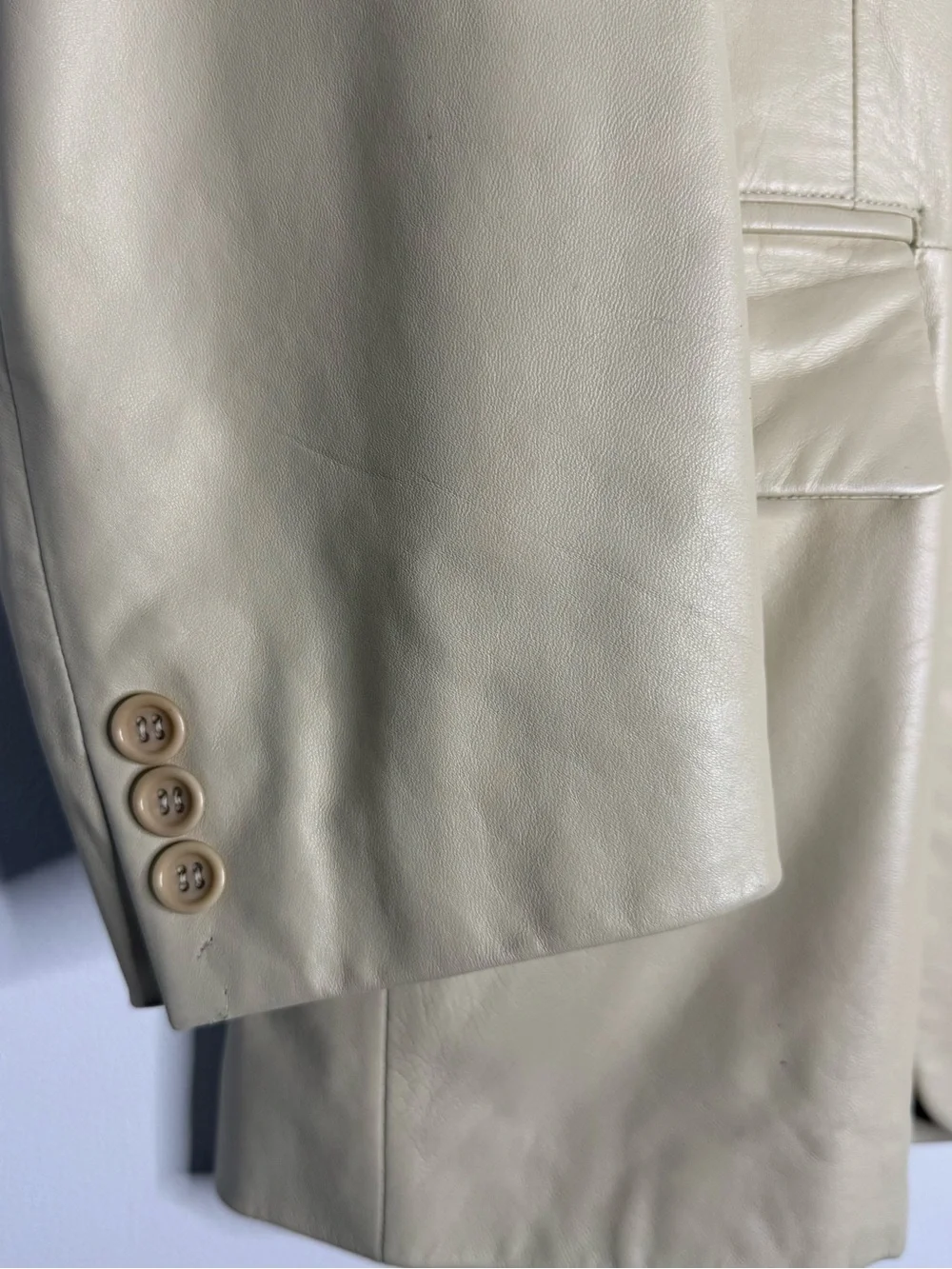 Banana Republic Genuine Leather Blazer Jacket Men’s Medium Cream Ivory